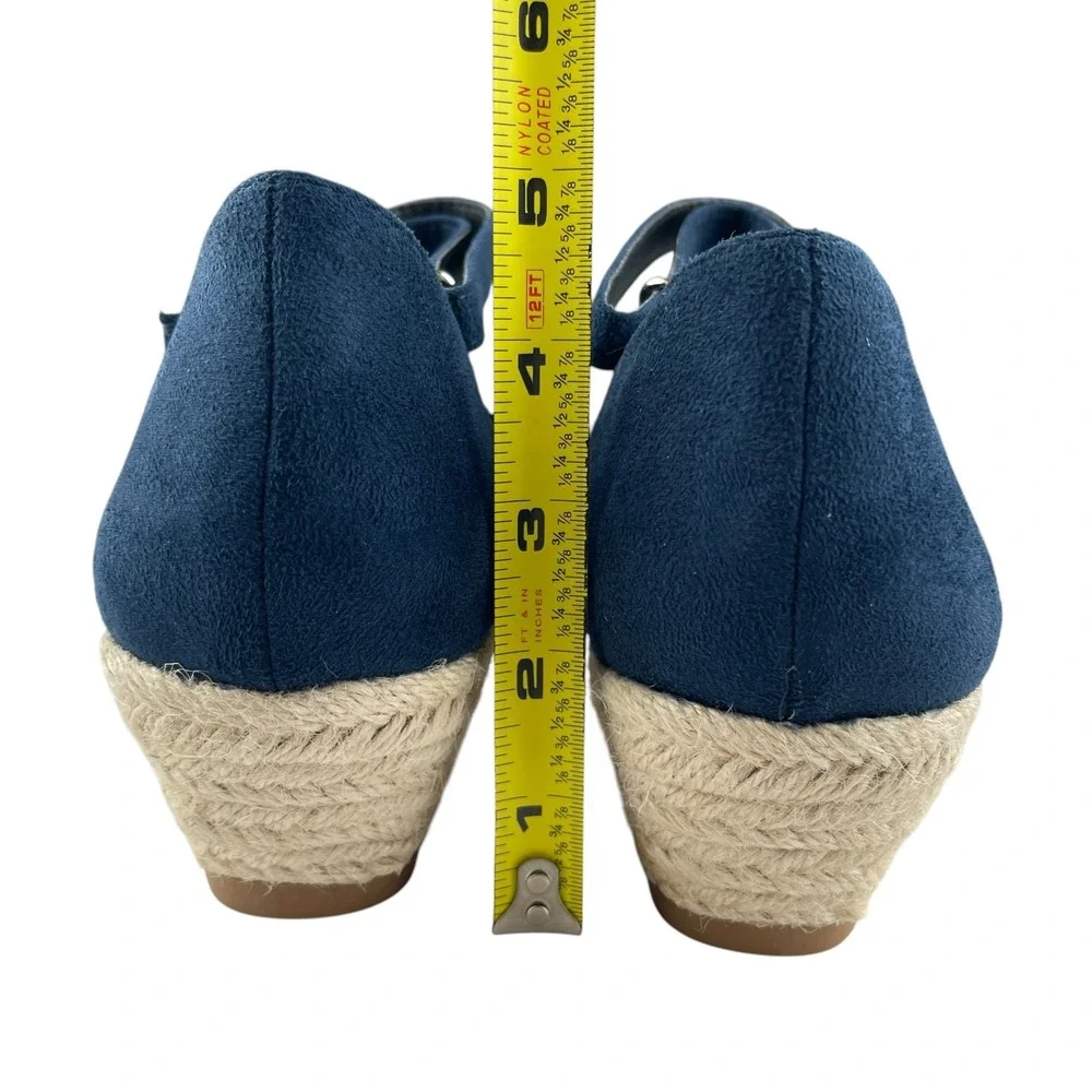 Comfortview Women's Charlie Sandals 11W Navy Faux Suede Espadrille Ankle Strap